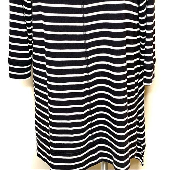 Caslon black and white striped 3/4 sleeve tunic top size L - Picture 6 of 14